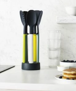 Joseph Joseph Utensil Kitchen Tool Set Elevate 5 Piece With Storage In Yellow Green White And Blue