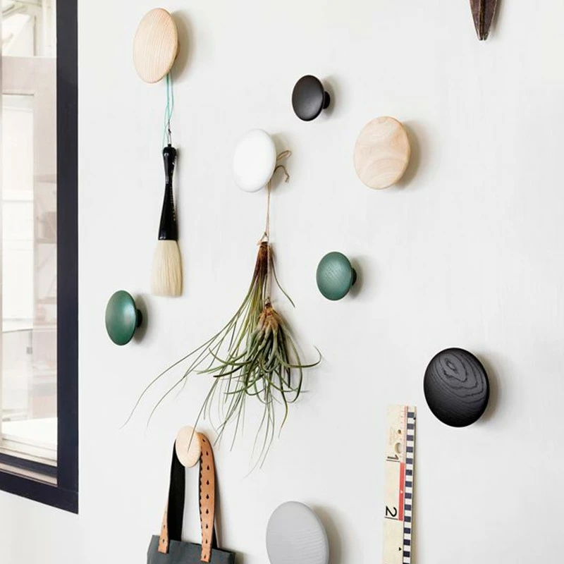 Muuto Set of 5 Walnut Wooden Dots Wall Coat Rack 6 Muuto Set of 5 Walnut Wooden Dots Wall Coat Rack