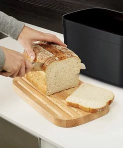 Joseph Joseph Black Bread Bin with Bamboo Lid