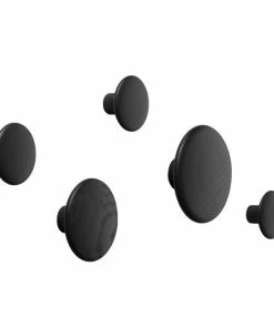 Muuto Set of 5 Black Wooden Dots Wall Coat Rack