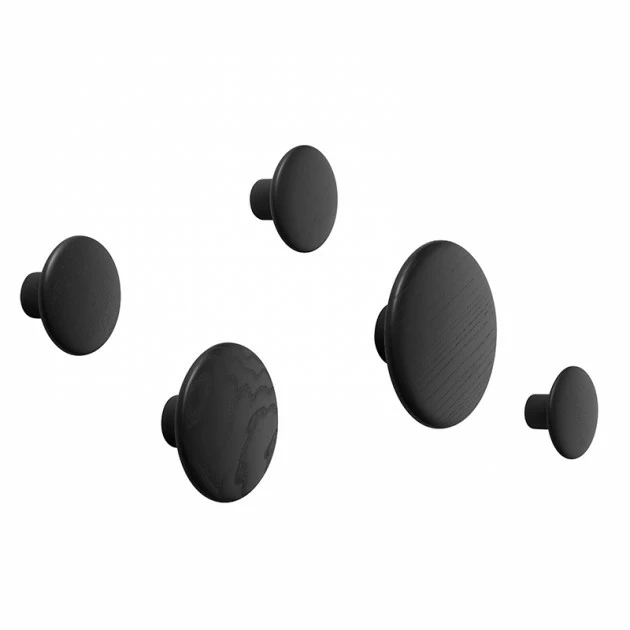 Muuto Set of 5 Black Wooden Dots Wall Coat Rack 1 Muuto Set of 5 Black Wooden Dots Wall Coat Rack