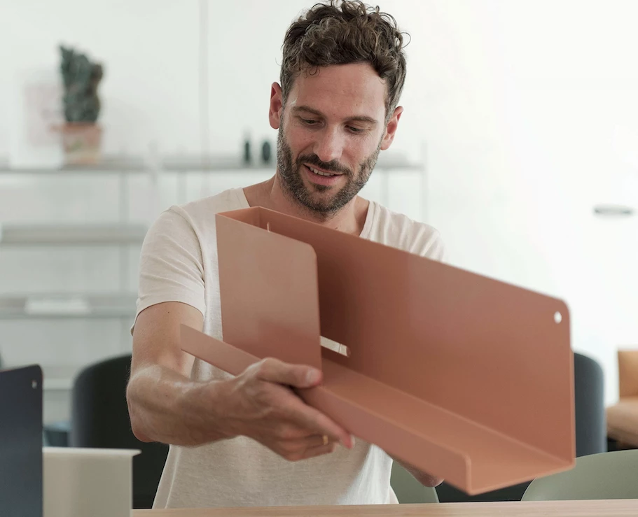 Muuto 51 w x 22 h cm Olive Steel Folded Shelves 4 Muuto 51 w x 22 h cm Olive Steel Folded Shelves