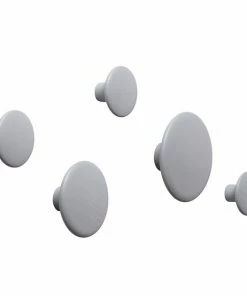 Muuto Set of 5 Gray Wooden Dots Wall Coat Rack