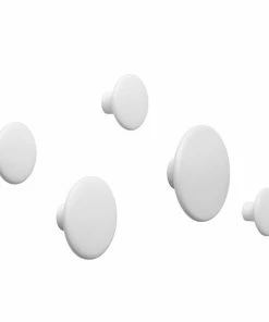 Muuto Set of 5 White Wooden Dots Wall Coat Rack