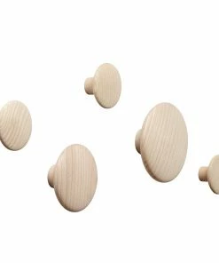Muuto Set of 5 Oak Wooden Dots Wall Coat Rack