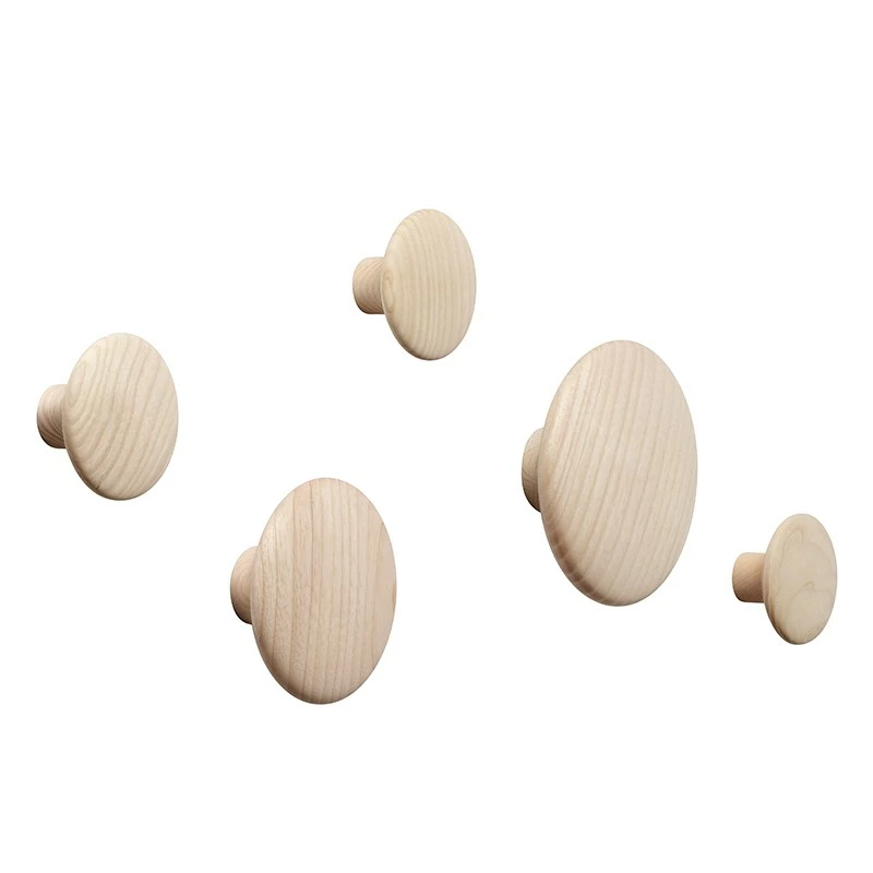 Muuto Set of 5 Oak Wooden Dots Wall Coat Rack 1 Muuto Set of 5 Oak Wooden Dots Wall Coat Rack