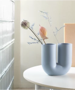 Muuto Light Blue pigmented porcelain Vase Kink
