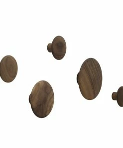Muuto Set of 5 Walnut Wooden Dots Wall Coat Rack