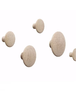 Muuto Set Of 5 Natural Oak The Dots Hooks