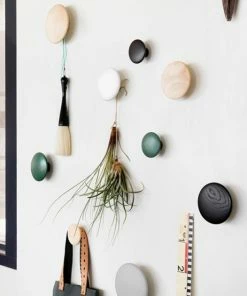 Muuto Set of 5 White Wooden Dots Wall Coat Rack