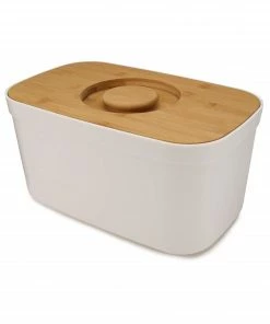 Joseph Joseph White Bread Bin with Bamboo Lid